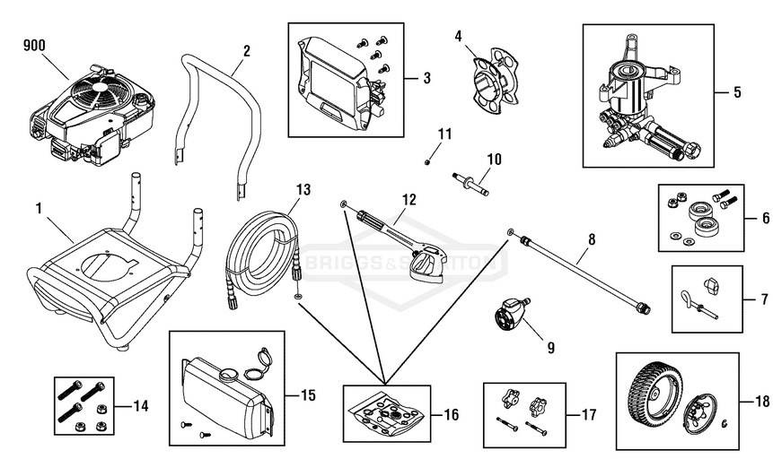 Briggs & Stratton pressure washer model 020462-0 replacement parts, pump breakdown, repair kits, owners manual and upgrade pump.